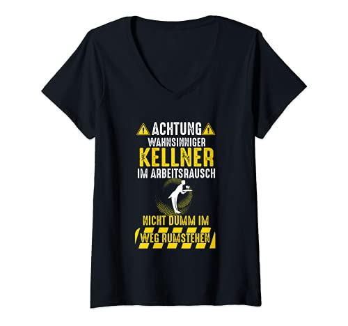 Damen Kellner Oberkellner Ober Gastro Kellnern Restaurant T-Shirt mit V-Ausschnitt Damen Kellner Oberkellner Ober Gastro Kellnern Restaurant T-Shirt mit V-Ausschnitt von Kellner Outfit für Oberkellner Restaurant Imbiss