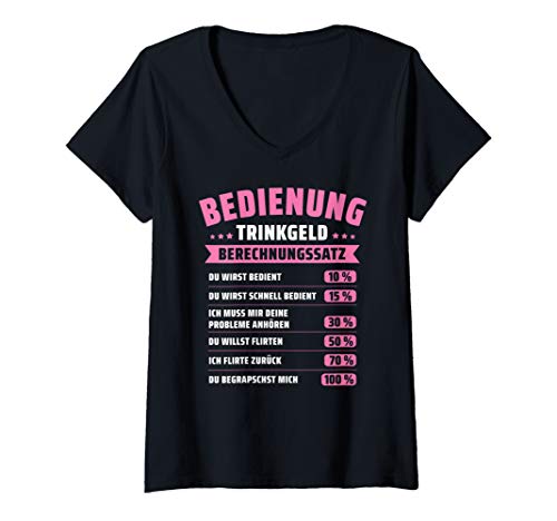 Damen Bedienung Trinkgeld Berechnungssatz Gastronomie Kellnerin T-Shirt mit V-Ausschnitt Damen Bedienung Trinkgeld Berechnungssatz Gastronomie Kellnerin T-Shirt mit V-Ausschnitt von Kellnerinnen Outfits & Bedienung Kostüme