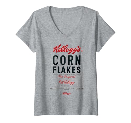 Damen Kellogg's Cornflakes Das Original Frühstückszerealien T-Shirt mit V-Ausschnitt Damen Kellogg's Cornflakes Das Original Frühstückszerealien T-Shirt mit V-Ausschnitt von Kellogg's