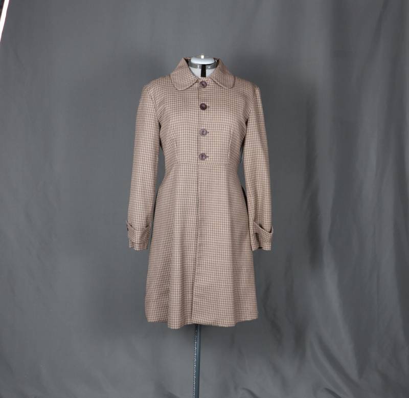 Einzigartiger Braun Karierter Vintage-stoffmantel von KellyMaddenClothing