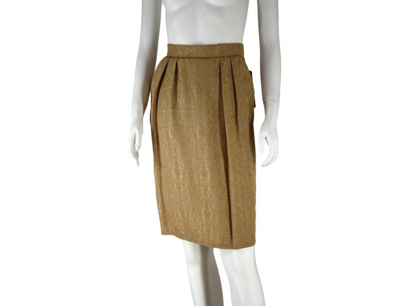 Gold Jacquard Faltenrock Hoch Taillierte Xs - Kelly Madden Clothing von KellyMaddenClothing