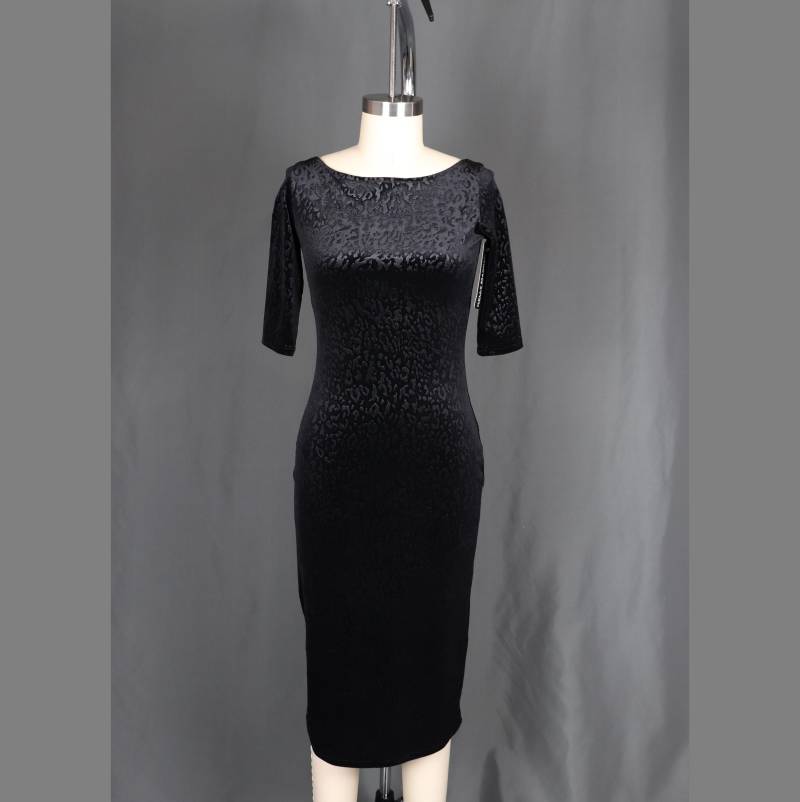 S Schwarzes Samtkleid Mit Leopardenmuster von KellyMaddenClothing