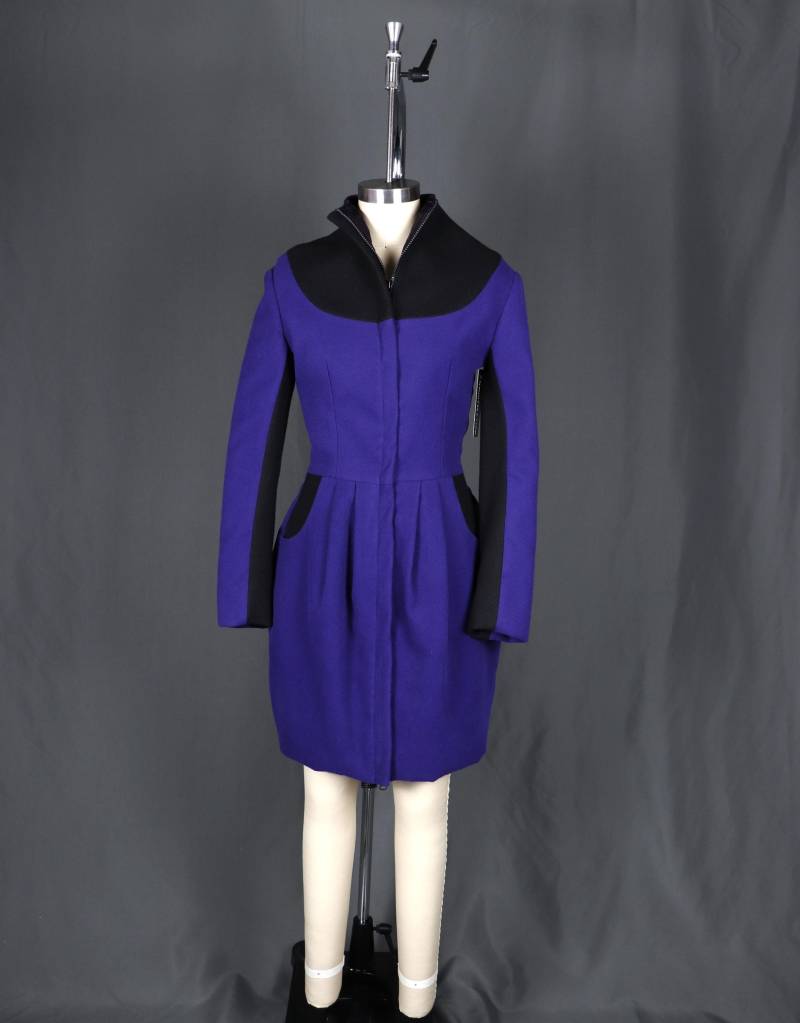 xs Fleece Aubergine Color Blocked Wintermantel von KellyMaddenClothing