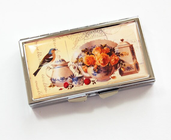 7 Tage Pillendose Für Geldbörse, Reise Mit Blumen Und Vogel Design | 3849 von KellysMagnets