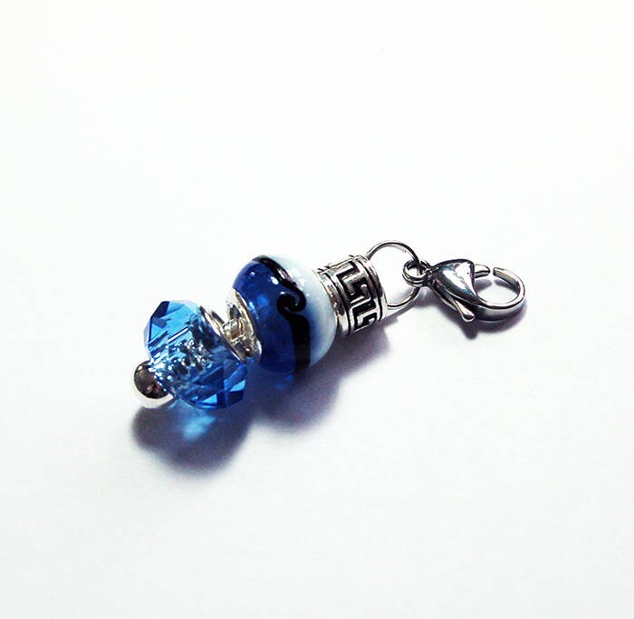 Blau Weißer Reißverschluss Charm, Süßer Hübscher Geldbörse Geschenk Für Sie, Lampwork Perlen | 8487 von KellysMagnets