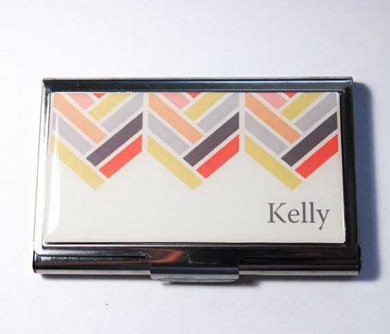 Chevron Personalisiertes Visitenkartenetui, Zweifarbige Kombinationen, Personalisierter Kartenhalter Für Geldbörse | 3022 von KellysMagnets