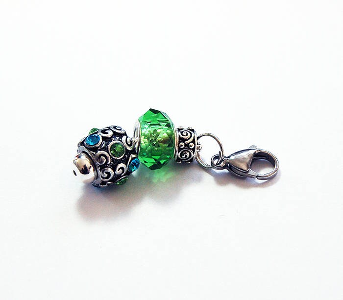 Grün Blauer Reißverschluss Charm, Hübscher Strass Zipper Pull, Geldbörse Niedlicher Anhänger, Geschenk Für Sie | 8486 von KellysMagnets