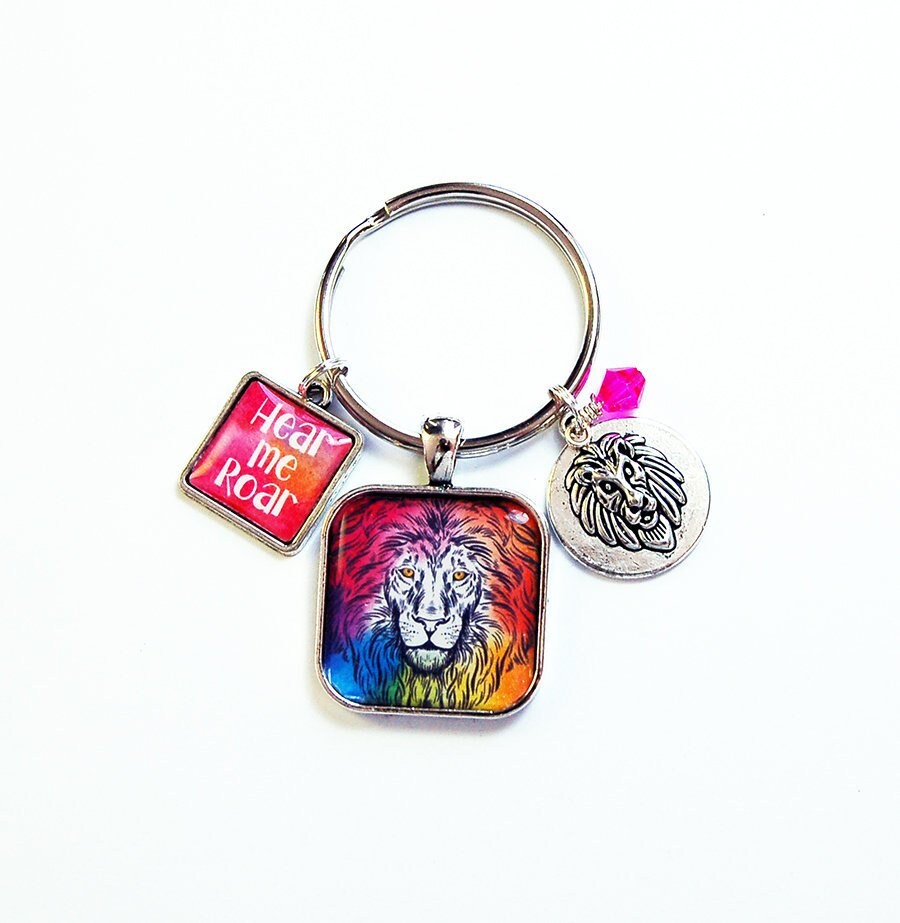 Hear Me Roar Lion Schlüsselanhänger, Bunte Geschenk Für Frauen | 8984 von KellysMagnets