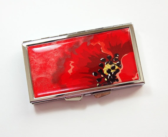 Mohn Pillendose Für Geldbeutel, 7 Tage Pillendose, Reise Mit Rotem | 3917 von KellysMagnets