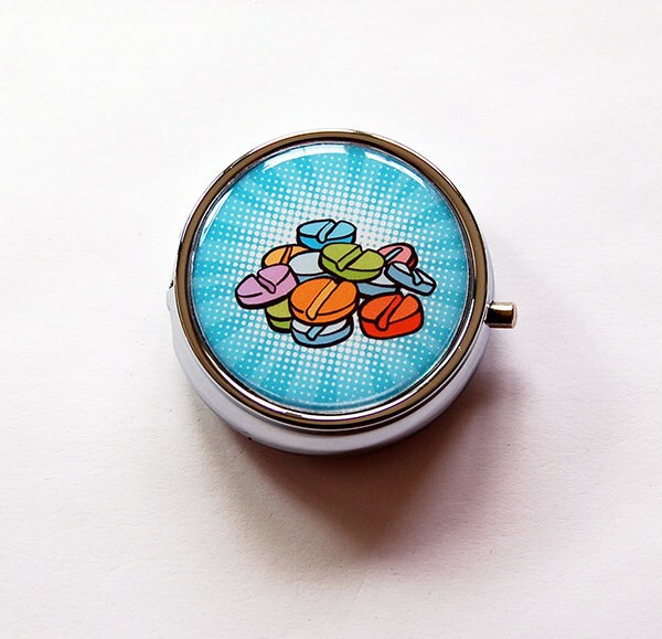 Pillendose Für Geldbörse, Reisepillendose, Runde in Blau | 5956 von KellysMagnets