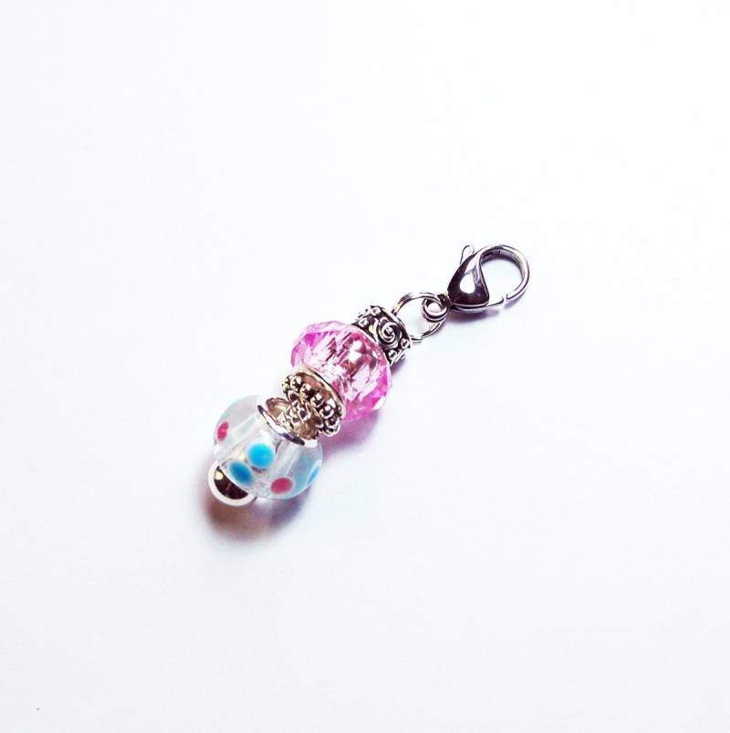 Rosa Polka Dot Zipper Pull, Glasperlen Pink Und Blau Geldbörse Anhänger Für Sie | 9087 von KellysMagnets