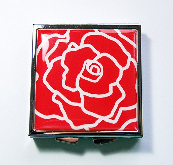 Rose Pillendose, Pillendose Für Geldbeutel, Quadrat Reise Geldbörse Pillenbehälter | 4244 von KellysMagnets