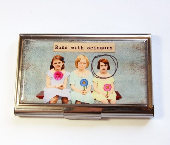 Visitenkarten Etui, Läuft Mit Schere, Kartenetui, Hülle, Lustiges Humor | 2960 von KellysMagnets