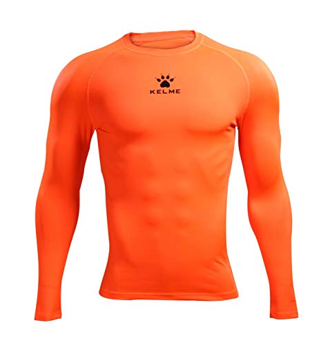 KELME Herren Cool Dry Kompressionsshirt Langarm - Sport Baselayer Unisex - Thermo Unterhemd Athletic Workout Cold, Neon-Orange, Mittel von Kelme
