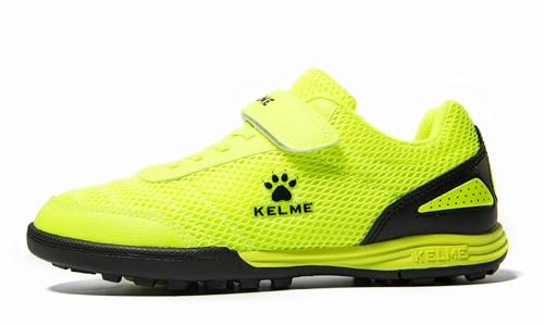 KELME Schnürsenkellose Fußballschuhe für Jugendliche und Kinder, Futsal- oder Turf-Fußballschuhe für Jungen/Mädchen, Klettverschluss für drinnen oder draußen, gelb, 3 Big Kid von Kelme
