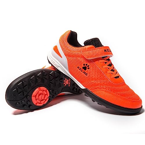 Kelme Fußballschuhe Jungen/Kinder Kunstrasen Trainingsschuhe Mädchen Sneaker Sportschuhe Indoor Outdoor Turf Football Schuhe Unisex Orange EU 30 von Kelme