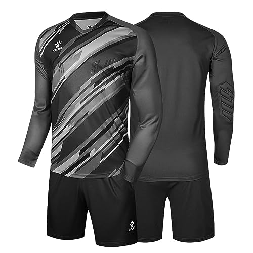 Kelme Herren Goalkeeper torwarttrikot Football Training Outfit Padded Shorts Protector Sponge Protection Fußballuniform Langarm Fußballtorwart-Übungsbekleidung professionell Schwarz M von Kelme