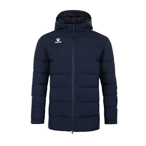Kelme Herren Jackets Wasserdichter winddichter und warmer Wintermantel Gepolsterte Athletic Winter Football Training Mantel mit Kapuze von Kelme
