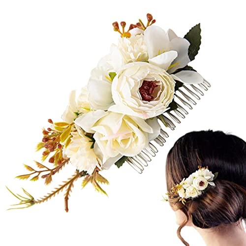 Blumenkamm - Hochzeit Haarteil,Brautkopfschmuck Haarnadeln Haarspangen Dutt Chignon Haarschmuck für Frauen Blumenmädchen Bräute Keloc von Keloc