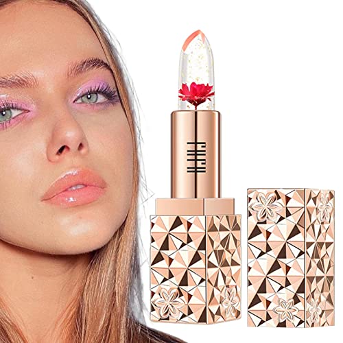 Lip Balm Lip Gloss – Farbwechselnder Lippenstift – Getrocknete Blumen Farbwechsel Jelly Lip Balm – Transparenter feuchtigkeitsspendender Lippenstift für die sanfte Lippenpflege der Natur von Keloc