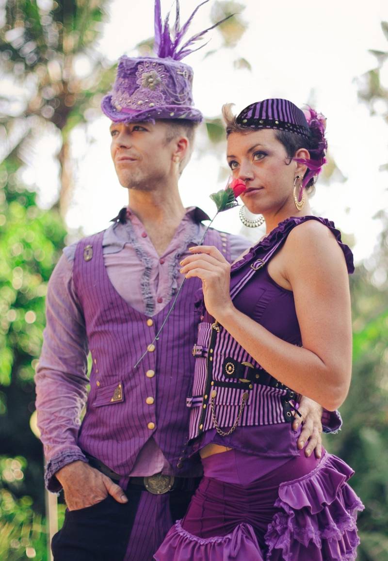 Herren Lila Nadelstreifen Anzug Steampunk Stretch Canvas Zweiteiler von KelseysCreationsShop