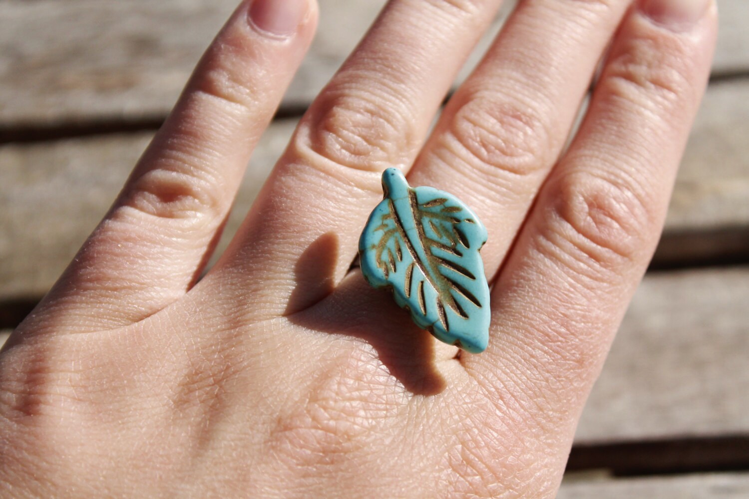 Türkis Blatt Ring, Verstellbare Silber Ringe, Multi-Finger-Ring, Howlite Ring Türkis Blatt Ring, Verstellbare Silber Ringe, Multi-Finger-Ring, Howlite Ring von KelseysPatch