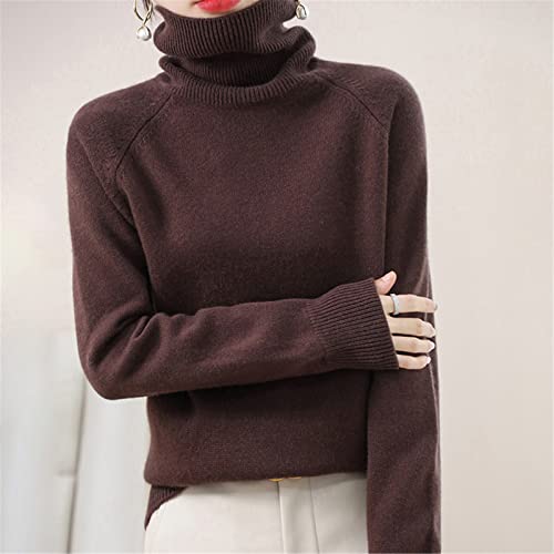 Herbst Winter Damen Pullover Rollkragen Kaschmir Pullover Langarm Casual Basic Sweater, grau, L von Kelsiop