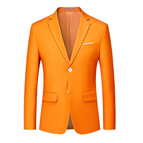 Herren Jacke Formal Hochzeit Party Kleid Casual Business Anzug One Button Luxus Blazer, Zwei Knöpfe, Orange, XXXL von Kelsiop