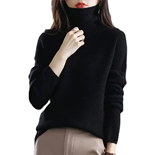 Kaschmir Pullover Damen Rollkragen Pullover 100% Wolle Casual Knit Top Herbst Winter Plus Size Thermo Sweater, Schwarz , M Kaschmir Pullover Damen Rollkragen Pullover 100% Wolle Casual Knit Top Herbst Winter Plus Size Thermo Sweater, Schwarz , M von Kelsiop