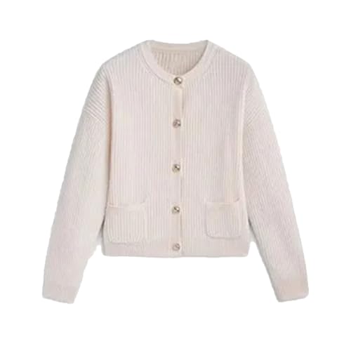 Kelsiop Gestrickte Slim Fit Damen Strickjacke Langarm Tasche Einreiher Pullover Herbst Mode Top von Kelsiop