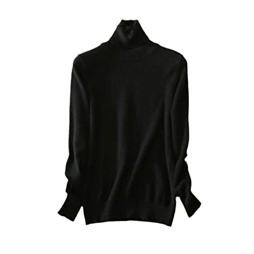 Kelsiop Herbst und Winter Kaschmir Rollkragenpullover Damen Rollkragenpullover Einfarbig Große Größe, Schwarz , XXX-Large von Kelsiop