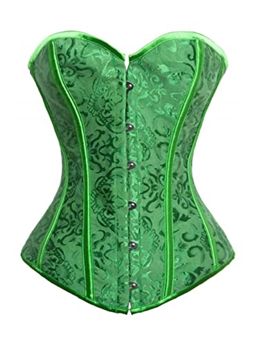 Kelvry Damen Gothic Vintage Vollbrust Corsage Korsett Top Bustier Mieder Corsagen Grün (34-36, Grün) von Kelvry