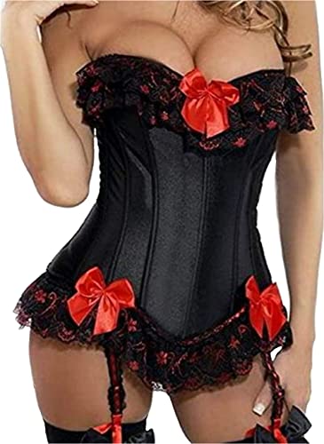 Kelvry Damen Gothic Vollbrust Korsett Taille Corsagen mit Suspenders Übergrößen von Kelvry