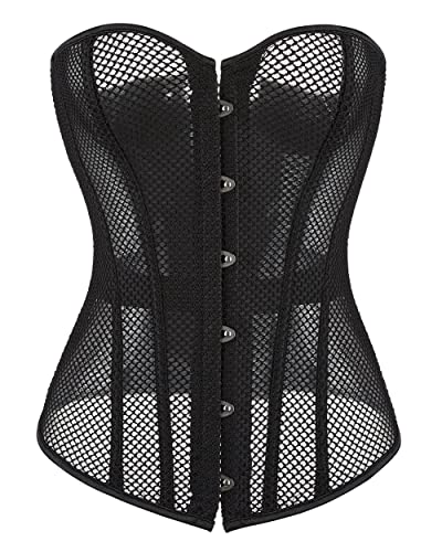 Kelvry Damen Sexy Satin Taille Cincher Schnürung Knochen Überbrust Korsett Baskisches Bustier Top Schwarz 32-52, schwarz 2, 16-18 von Kelvry