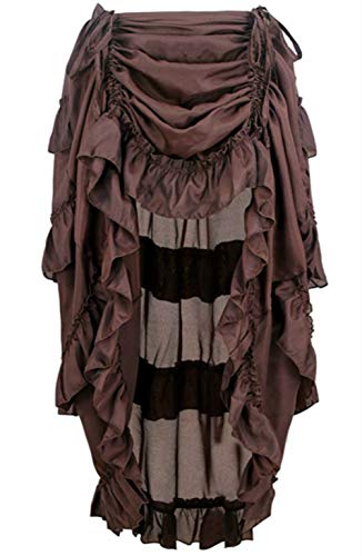 Kelvry Damen Steampunk Gothic Mehrfarbig Lagig Chiffon schwarz Spitze Rock S-6XL von Kelvry