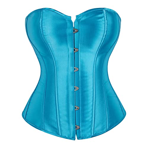 Kelvry Damen Übergröße Gothic Dessous Satin Lace Up Knoed Überbrust Korsetts Shapewear Outfit von Kelvry