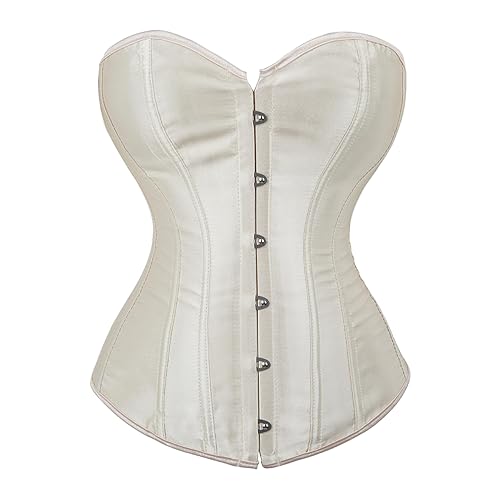 Kelvry Damen Übergröße Gothic Dessous Satin Lace Up Knoed Überbrust Korsetts Shapewear Outfit von Kelvry