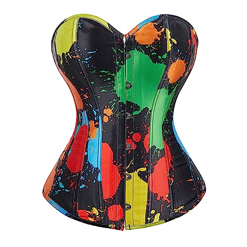 Kelvry Damen Übergröße Gothic Dessous Satin Lace Up Knoed Überbrust Korsetts Shapewear Outfit von Kelvry