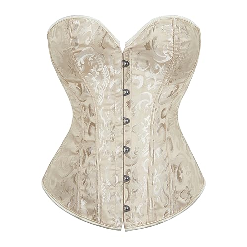 Kelvry Damen Übergröße Gothic Dessous Satin Lace Up Knoed Überbrust Korsetts Shapewear Outfit von Kelvry