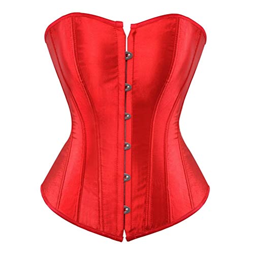Kelvry Damen Übergröße Gothic Dessous Satin Lace Up Knoed Überbrust Korsetts Shapewear Outfit von Kelvry