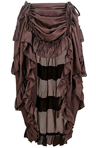 Martya Damen Steampunk Gothic Mehrfarbig Lagig Chiffon schwarz Spitze Rock S-6XL von Kelvry