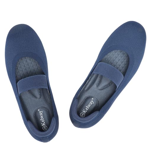 Kelway Ballerinas Damen Mary Jane Schuhe mit Arch Support Schuheinlagen, Faltbare Runde Zehe Flats, Recycled Seagrass Textile, Leichte und Bequem von Kelway