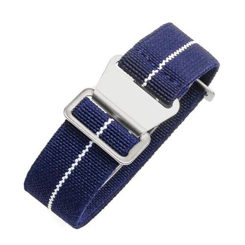 KemEng 18-22mm Canvas Watch Band Ersatzarmband, Blau Weiss, 20mm schwarze Schnalle von KemEng