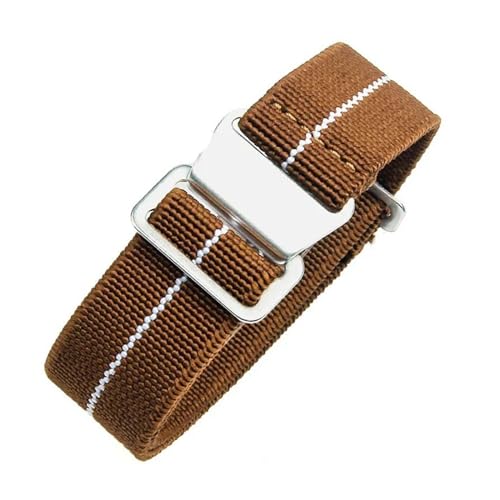 KemEng 18-22mm Canvas Watch Band Ersatzarmband, Braun weiß, 20mm Roségoldene Schnalle von KemEng