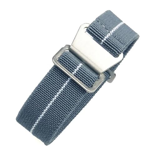 KemEng 18-22mm Canvas Watch Band Ersatzarmband, Grau-weiß, 20mm silberne Schnalle von KemEng
