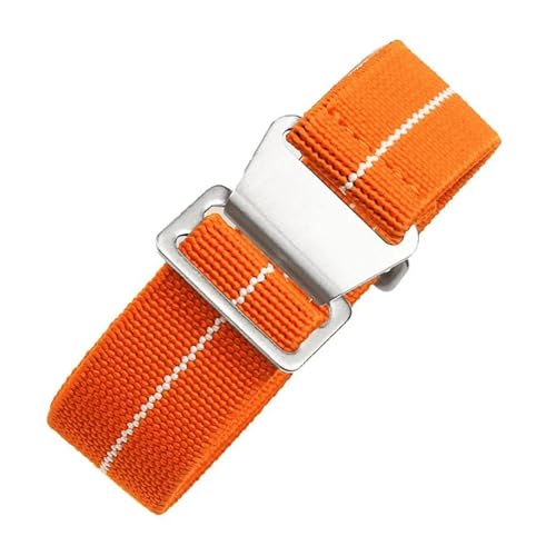KemEng 18-22mm Canvas Watch Band Ersatzarmband, Orange weiß, 22mm Roségoldschnalle von KemEng