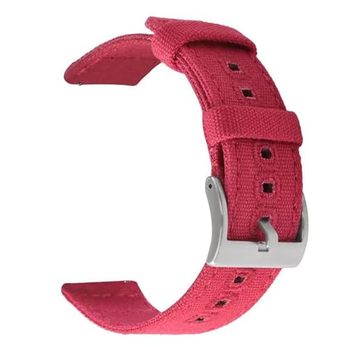 KemEng 18-22mm Canvas Watch-Gurt Schnellfreisetzung Armband, Rot Silber, 20mm von KemEng