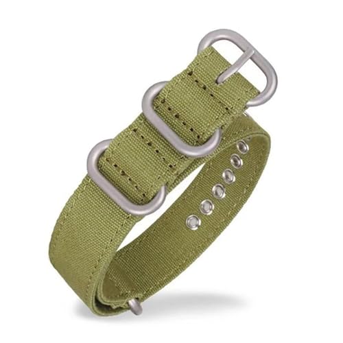 KemEng 18-26mm Canvas Watch Armband Ersatzwachenband, Armee Green-Silver, 24mm von KemEng