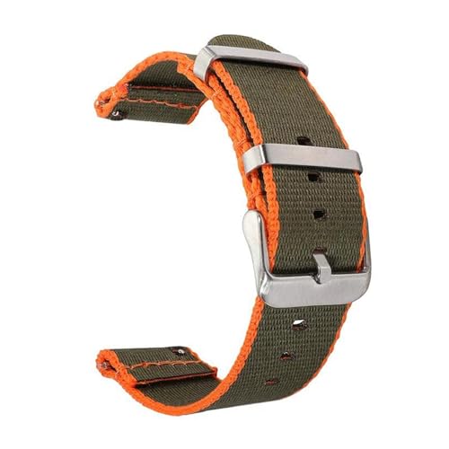 KemEng 20/22mm Nylon Watch Band Schnellveröffentlichung Sport Style Watchbänder, Armeegrünorange, 20mm von KemEng