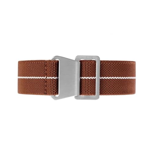 KemEng Elastic Watch Armband 20/22mm Nylon Uhrenband Stoff Armband, Braune weiße S, 22mm von KemEng